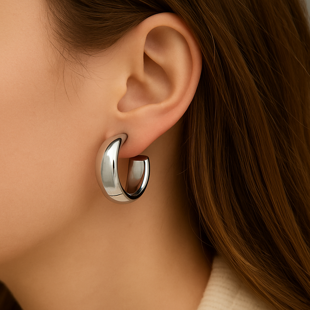 Celeste Curve Earrings (Silver)
